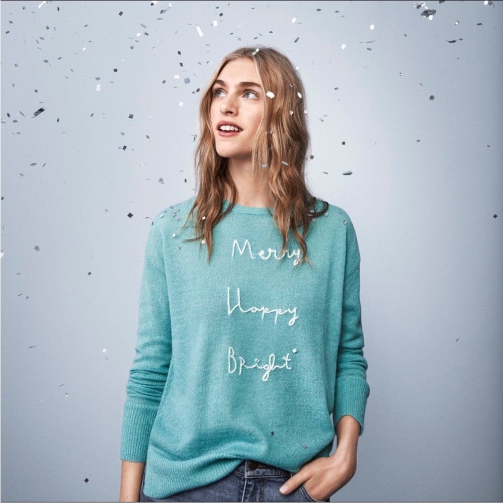 Ann Taylor Loft Merry Happy Bright Sweater in Ocean Blue